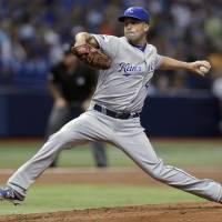Kansas City's Danny Duffy pitches against Tampa Bay in the fifth inning on Monday night. The Royals beat the Rays 3-0. Duffy fans 16 to stifle Rays