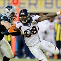 Von Miller (right) and Denver will attempt to become the first repeat NFL champions since New England in 2004-05. Top teams' problems leave AFC race open