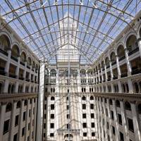 The atrium of the Trump International Hotel is seen on its soft opening day in Washington Monday. Not for the working class: Trump opens gilded inn steps from White House