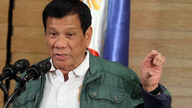 Philippine President Rodrigo Duterte speaks during a news conference in Davao City on Sunday. In latest tirade over killings criticism, Duterte gives middle finger to EU