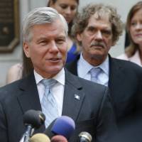 Former Virginia Gov. Bob McDonnell speaks in 2015 outside the 4th U.S. Circuit Court of Appeals in Richmond after a hearing the appeal of his corruption conviction. Federal prosecutors say they are moving to drop corruption charges against McDonnell. Feds drop bribery case against ex-Virginia Gov. Bob McDonnell
