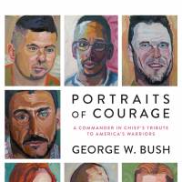 This book cover image shows, Portraits of Courage: A Commander in Chief's Tribute to America's Warriors, by ex-President George W. Bush. The book will feature 66 paintings and a four-panel mural of military veterans and those in active service, the Crown Publishing Group said Wednesday. George W. Bush book of paintings coming in February, dedicated to vets