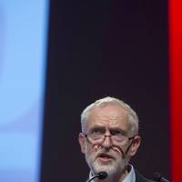 Labour leader Jeremy Corbyn addresses the party's women's conference on Saturday in Liverpool, England. Corbyn re-elected as U.K. Labour leader after bitter fight
