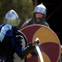 Participants in medieval garb participate in a battle scene at the St. Ives Medieval Fair in Sydney on Sept. 24. Murder rates were much higher during the Middle Ages. Humanity inherited murderous tendencies but has tamed them with civilization: study
