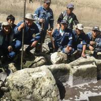 This pre-Hispanic altar was discovered by workers performing cleanup on the banks of the Vilcanota River in the Cuzco region of southeastern Peru on Wednesday. Long-lost Inca altar is found beside river in Peru