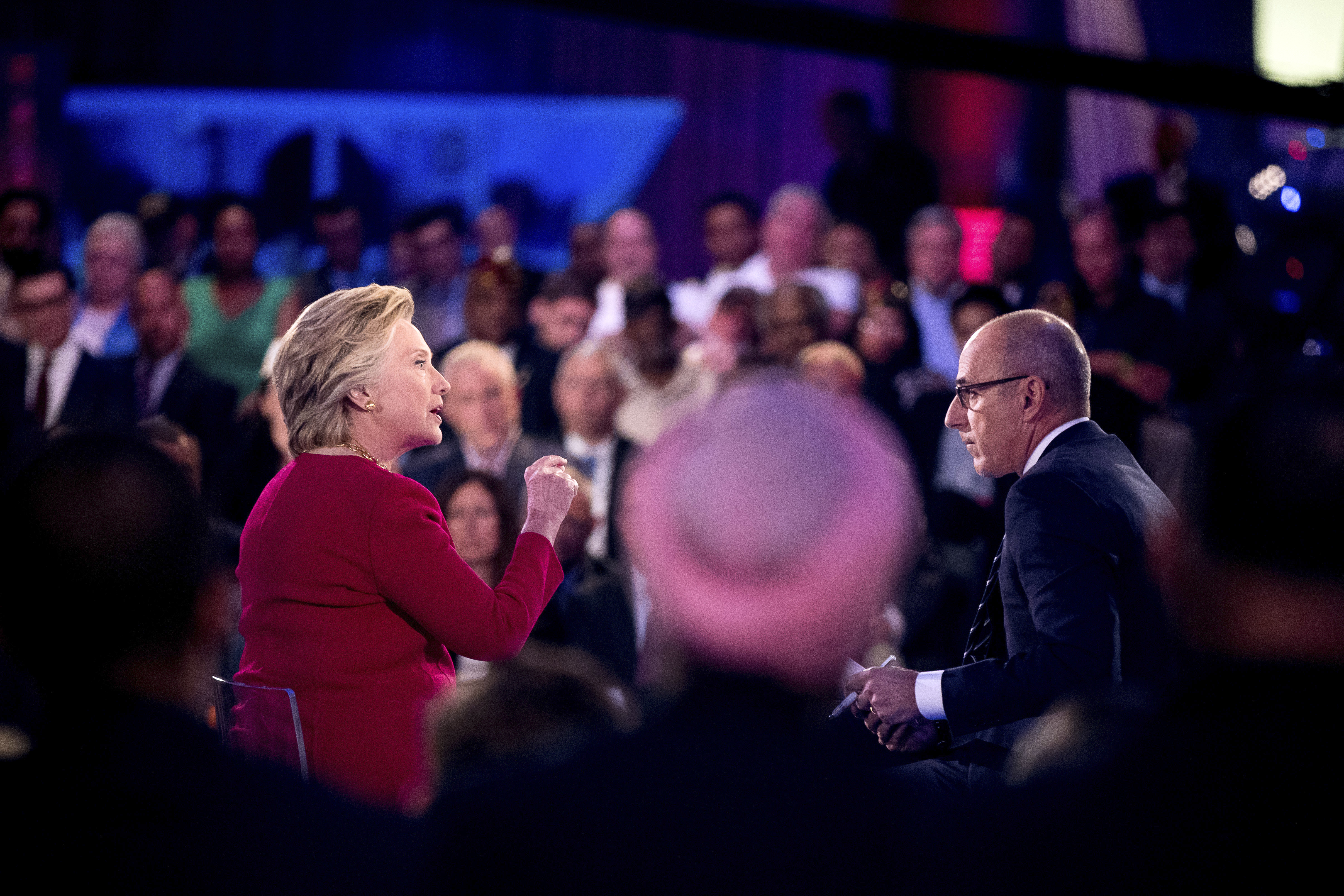 Lauer lies low after drawing flak for riding Clinton on