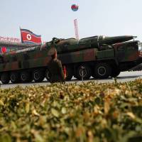 A North Korean vehicle carrying an apparent new missile passes by during a mass military parade in Pyongyang's Kim Il Sung Square during celebrations marking 100 years since the birth of the country's late founder, Kim Il Sung, on April 15, 2012. Rethinking U.S. policy of 'strategic patience' with North Korea