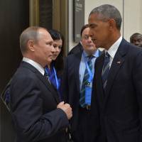 Russian President Vladimir Putin meets with U.S. leader Barack Obama on the sidelines of the Group of 20 summit in Hangzhou, China, on Monday. Nearly 50 die as deadly blasts rock Syria; Putin-Obama talks to agree deal stall