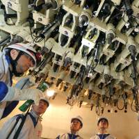 The underside of the No. 3 reactor pressure vessel at Tokyo Electric Power Co.’s Fukushima No. 2 nuclear power plant in Tomioka, Fukushima Prefecture, is seen in January 2014. Japan mulls legislation requiring local government approval for restarting Fukushima No. 2 nuclear plant