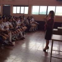 Colombian Marcela Loaiza gives a lecture to students in Mexico in this undated photo. Colombian's memoir reveals deceptions that pulled her into Japan's sex trade in 1990s