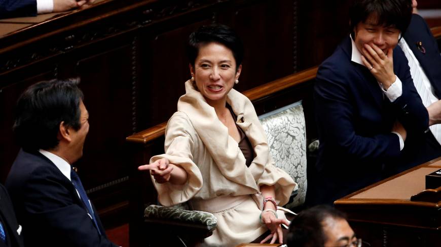 Meet the new boss: Renho, the new leader of the main opposition Democratic Party, talks with Upper House lawmakers before the start of the new Diet session on Monday. Renho nationality furor exposes Japan's deeply embedded gender bias