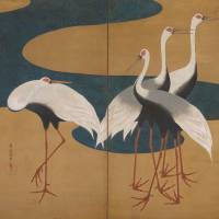 Suzuki Kiitsu’s “Cranes,” a pair of two-fold screens (19th century) Suzuki Kiitsu: Bringing modernity to Rimpa