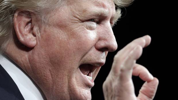 Republican U.S. presidential candidate Donald Trump speaks at a rally in Novi, Michigan, on Friday. On Twitter, Trump publicly shames former Venezuelan beauty queen