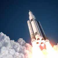 New frontier: NASA’s Space Launch System rockets use the same model of engine that was used on space shuttles. ISTOCK Space exploration and human evolution