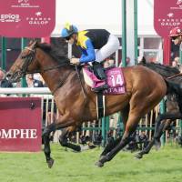 Makahiki, being ridden by Christophe Lemaire, competes in the Prix de l’Arc de Triomphe on Sunday. Makahiki finishes near rear in Arc