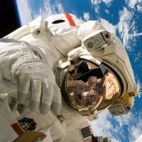 Astronaut Piers Sellers during the third spacewalk of STS-121, a demonstration of orbiter heat shield repair techniques, on July 12, 2006. NASA on the hunt for 'space poop' geniuses