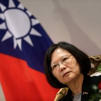 Taiwanese President Tsai Ing-wen speaks during an interview in Luque, Paraguay, on June 28. China urges U.S. to block transit by Taiwan president Tsai