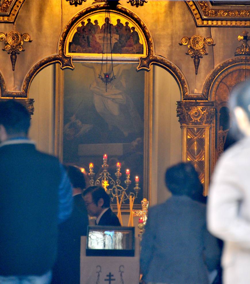 Visitors walk through the Holy Resurrection Cathedral in Tokyo on Nov. 6.