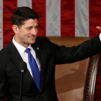 U.S. House Speaker Paul Ryan (R-WI) concludes his remarks upon being re-elected speaker in the House chamber on the first day of the new session of Congress at the U.S. Capitol in Washington Tuesday. Senator gets ball rolling on killing Obamacare, Ryan returned as Trump-era Congress kicks off, trips