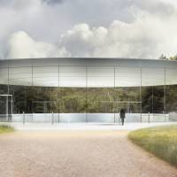 This image provided by Apple shows the Steve Jobs Theater at Apple Park in Cupertino, California. Apple announced that its new headquarters will open for employees in the spring and will include the theater named for late company co-founder. Apple 'spaceship' campus ready for boarding