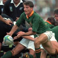 Former South Africa scrumhalf Joost van der Westhuizen, seen in a June 1995 file photo from the Rugby World Cup final against New Zealand, has died after a six-year battle with motor neuron disease. Springboks legend Joost van der Westhuizen dies at 45
