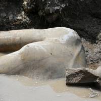 A statue workers say depicts Pharaoh Ramses II, who ruled Egypt over 3,000 years ago, was unearthed on Thursday in the Matariya area in Cairo. Cairo mud pit yields two pharaoh statues more than 3,000 years old