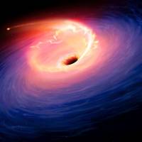 This photo received on Feb. 27 from Sheffield University shows an artist’s rendering of the tidal disruption event in F01004-2237, which is 1.7 billion light years from Earth. The release of gravitational energy as the debris of the star is accreted by the black hole leads to a flare in the optical light of the galaxy. From Europe to the South Pole, via Chile and Hawaii, eight telescopes have been simultaneously pointed at the center of our galaxy since April 7 to try and capture an image of a black hole, as part of a project called Event Horizon Telescope (EHT). Giant telescopes across planet simultaneously capture first image of black hole
