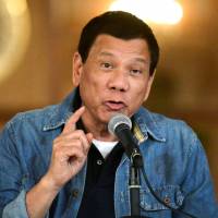 Philippine President Rodrigo Duterte announces the disbandment of police operations against illegal drugs at the Malacanang palace in Manilaon Jan. 30 Duterte unfazed by ICC murder complaint, vows no let-up in war on drugs