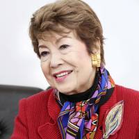 Singer Peggy Hayama speaks during an interview in Tokyo in February. Famed singer Peggy Hayama dies at 83