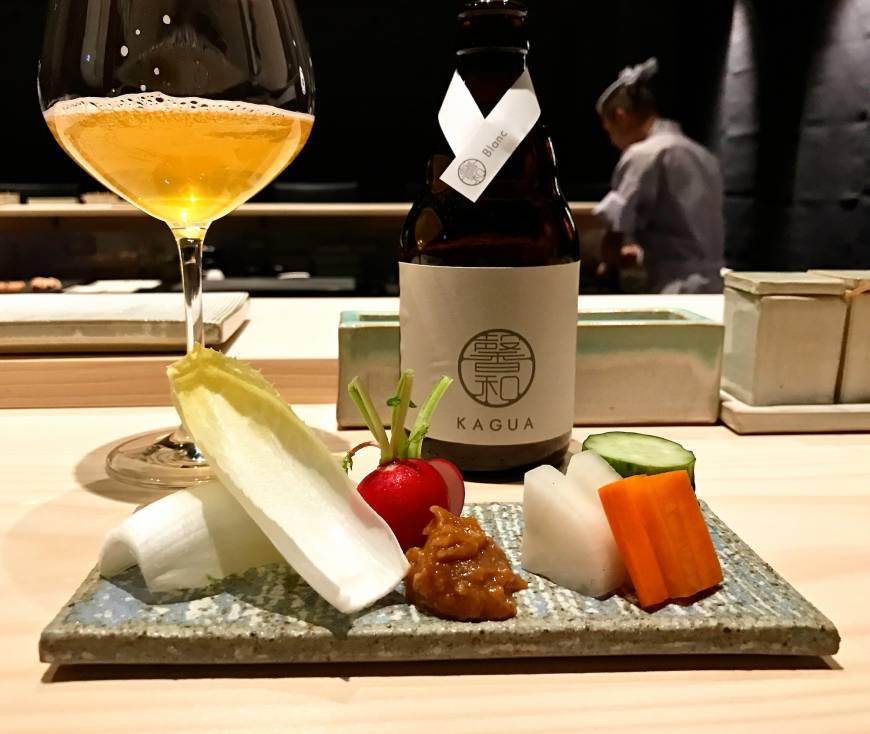 Torikado The appetizer plate: a selection of vegetables with a miso dip, along with an enzyme-rich nukazuke (rice bran pickles) | ROBBIE SWINNERTON