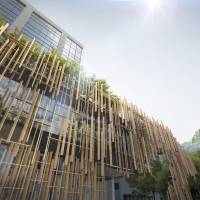 First impressions: Kengo Kuma’s hinoki (Japanese cypress) wood slats provide the facade of Sao Paulo’s Japan House. First Japan House opens in Brazil