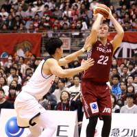 Keeping key players such as Nick Fazekas, seen shooting during a game earlier in the season, healthy is an integral part of the Brave Thunders’ title hopes. Brave Thunders keen to learn lesson