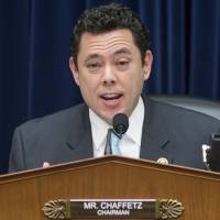 House Oversight and Government Reform Committee Chairman Rep. Jason Chaffetz speaks Capitol Hill in Washington in 2015. Chaffetz said Thursday he will resign from Congress. Chaffetz will resign in June, raising doubts about Trump probe