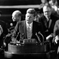 President John F. Kennedy delivers his inaugural address after taking the oath of office on Capitol Hill on Jan. 20, 1961. Before the White House, Kennedy was a high-school prankster