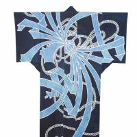 Yogi kimono-shaped indigo-dyed cotton night pajamas with an auspicious motif (19th century) Keeping up with the Joneses, Edo style
