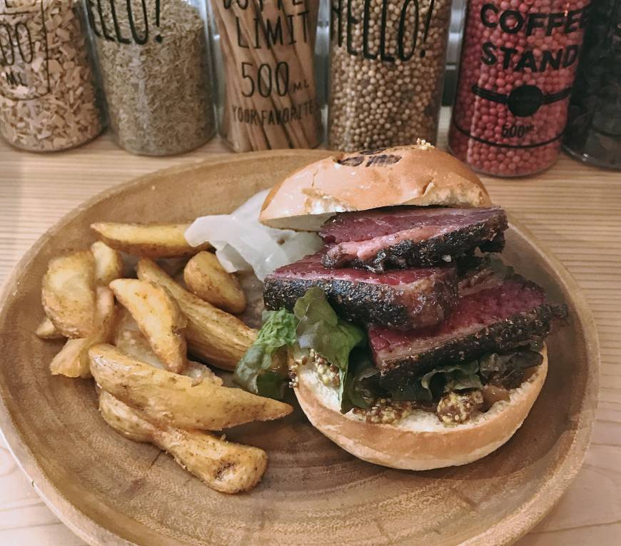 The Good Vibes The fix is in: The Good Vibes' pastrami sandwich features onion jam and mustard. | ROBBIE SWINNERTON