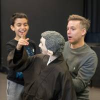 Handy man: Jack Lee Randall teaches puppetry arts during a visit to Yokohama International School last year. Puppeteer pulls the strings from the sticks of Toyama, with a point to prove