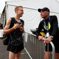 Coach Alberto Salazar (left), seen here with American distance star Galen Rupp, is denying recent doping allegations in a report by the U.S. Anti-Doping Agency. Salazar denies USADA allegations: report