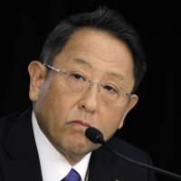 Akio Toyoda Toyota chief meets with Macron in Paris