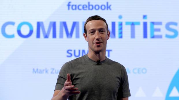 Facebook CEO Mark Zuckerberg speaks at the Facebook Communities Summit in Chicago on June 21. Facebook, doubling in size since 2012, now has 2 billion regular users