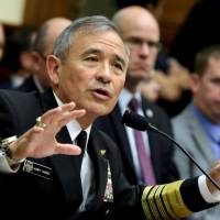Adm. Harry Harris testifies before a House Armed Services Committee hearing on April 26. U.S. Pacific Commander Harris expected to step down next year
