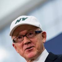New York Jets owner Woody Johnson speaks during a news conference at the Boys and Girls Club of Newark Clubhouse in Newark, New Jersey, on Jan. 27, 2014. Trump picks envoy to Britain: Johnson & Johnson heir and NFL team owner
