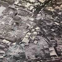 This aerial view taken Wednesday and provided by Iraq’s Joint Operation Command reportedly shows destruction inside Mosul’s Nuri mosque compound. Jihadists blew up Mosul’s iconic leaning minaret and the adjacent Nuri mosque where their leader, Abu Bakr al-Baghdadi, declared a “caliphate” in his only public appearance in 2014, an Iraqi commander said. Islamic State blows up key Mosul mosque as U.S.-backed Iraqi forces close in for final assault