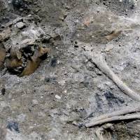 This photo made available Monday by the Italian Culture Ministry shows part of the 1,800-year-old skeleton of a dog, which apparently perished in a blaze in Rome. Archaeologists think the dog was trapped in a blaze that largely consumed a 3rd-century building that was unearthed while digging for Rome’s new subway, and have dubbed it a “Pompeii-like scene” in Rome. 'Pompeii-like scene' uncovered during digging for new Rome subway line