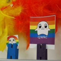 Promotional items are displayed at the Queer & Women’s Resource Center in Osaka. LGBTQ abuse victims suffering in silence