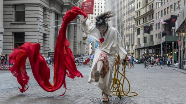 Eiko Otake in “A Body On Wall Street” (2016) Performance artist Eiko Otake is a stranger in New York