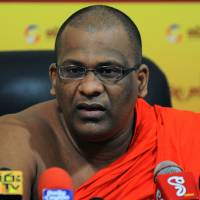 Controversial Sri Lankan Buddhist monk Galagoda Atte Gnanasara speaks during a news conference in Colombo in 2014. Sri Lanka's firebrand monk invokes Muslim menace