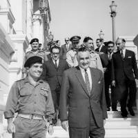 King Hussein of Jordan (left) and Egyptian President Gamal Nasser smile after signing a mutual defense agreement in Cairo on June 1, 1967. Four days later, Israel launched a pre-emptive strike against Egyptian forces as they mobilized on its border, starting a war that led to the defeat of Egypt, Syria and Jordan, and changed the Middle East forever. Can the Six-Day War offer a chance for peace?