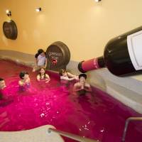 Drink bathing: Yunessun Spa Resort’s red wine bath can be as much of a hit with kids as it is with adults. Dipping into Hakone's more unusual hot spas