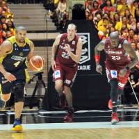 Brex forward Jeff Gibbs scored 16 of his game-high 25 points in the fourth quarter of Saturday’s B. League title game. Fourth-quarter hero Gibbs' Achilles injury deals setback to Brex